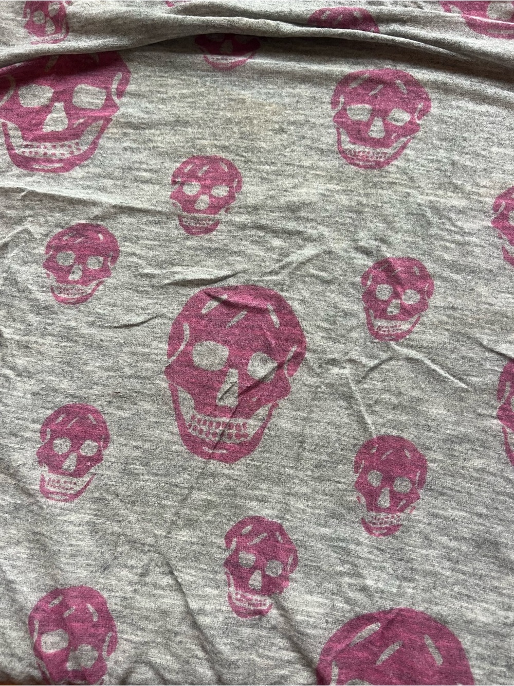 Gray Top with Pink Skull Print